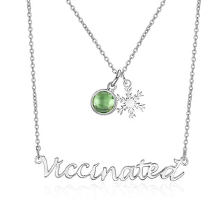 Rhodium Plated Vaccination Name Necklace