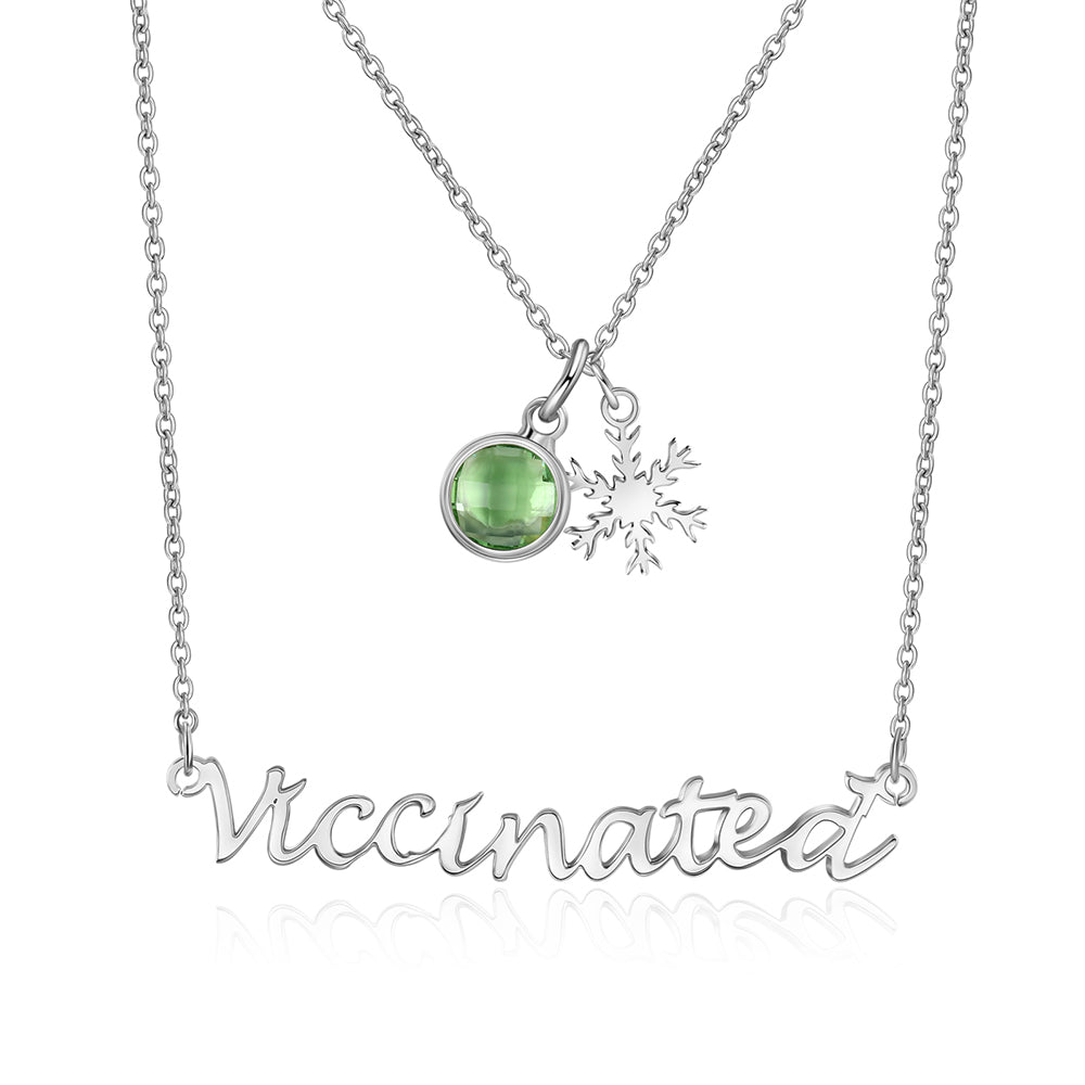 Rhodium Plated Vaccination Name Necklace