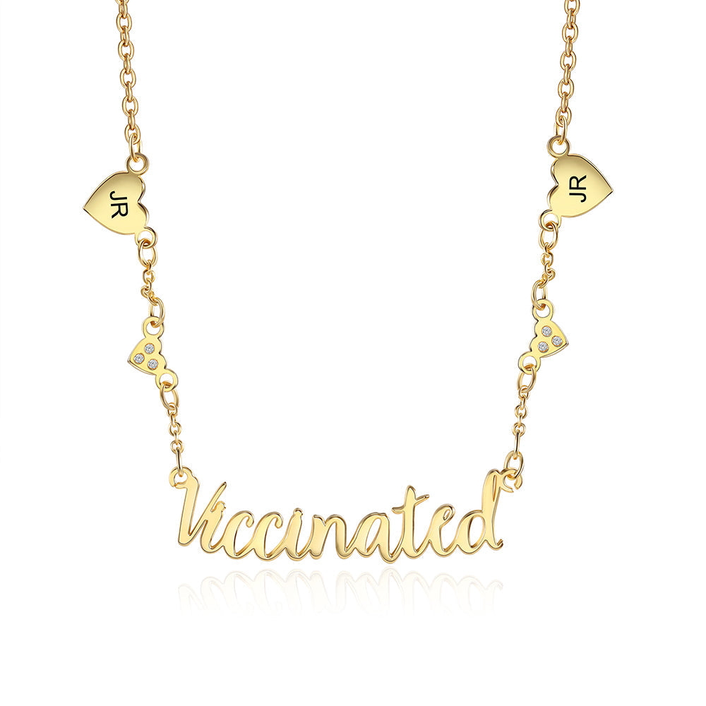 Personalized Rhodium Plated Vaccination Name Necklace