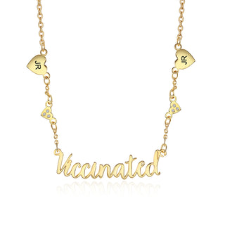 Personalized Rhodium Plated Vaccination Name Necklace
