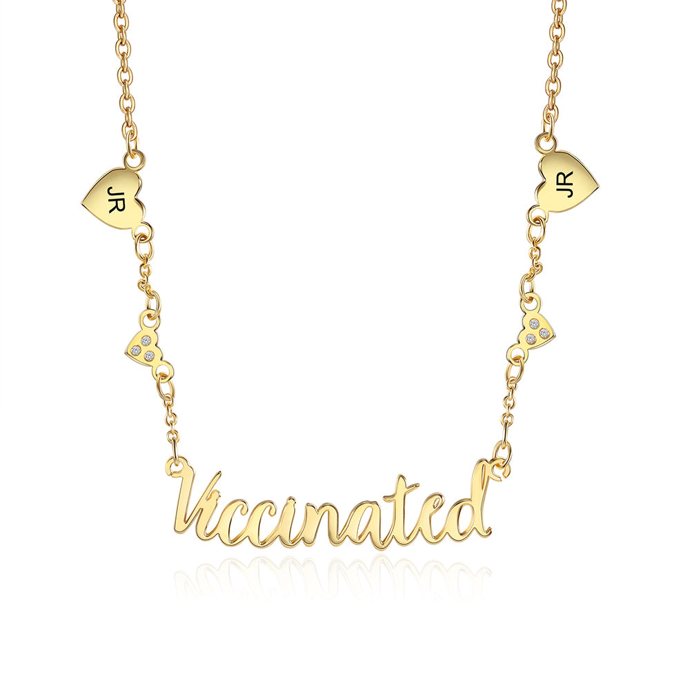 Personalized Rhodium Plated Vaccination Name Necklace