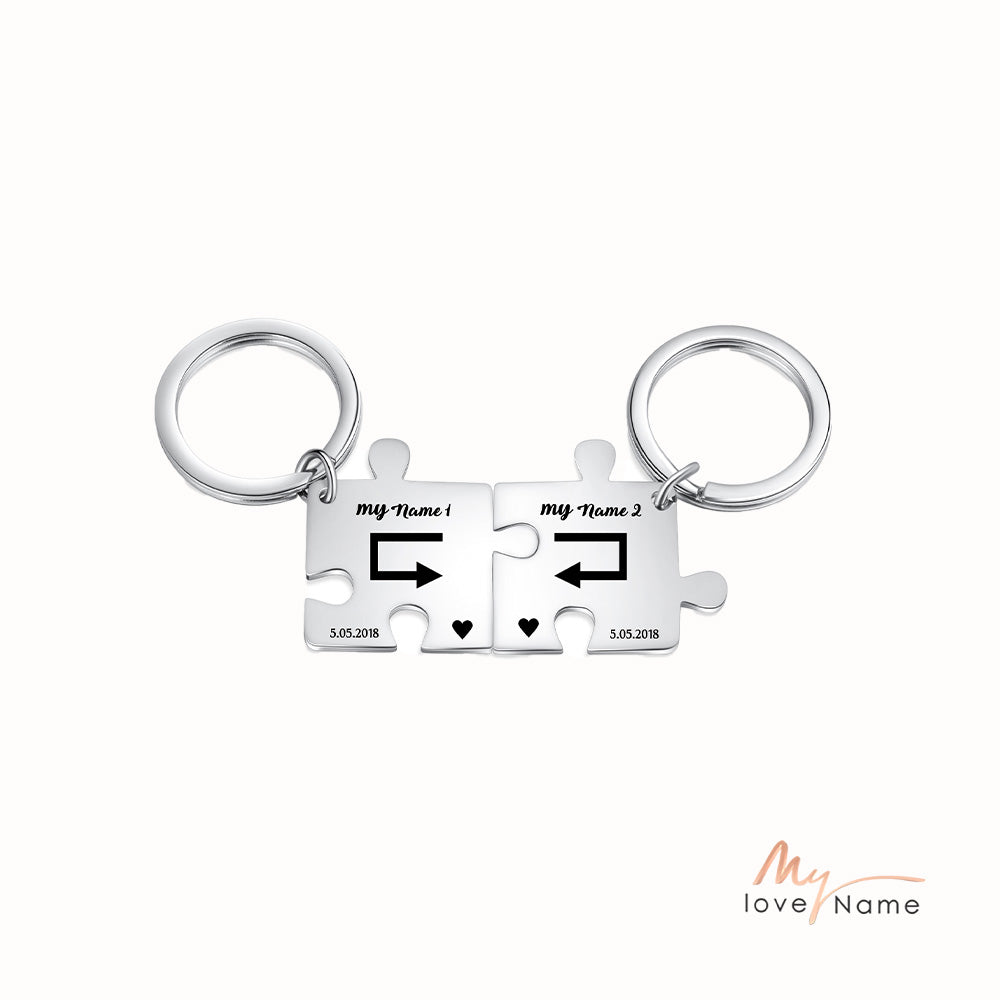 Custom Puzzle Couple Keychain