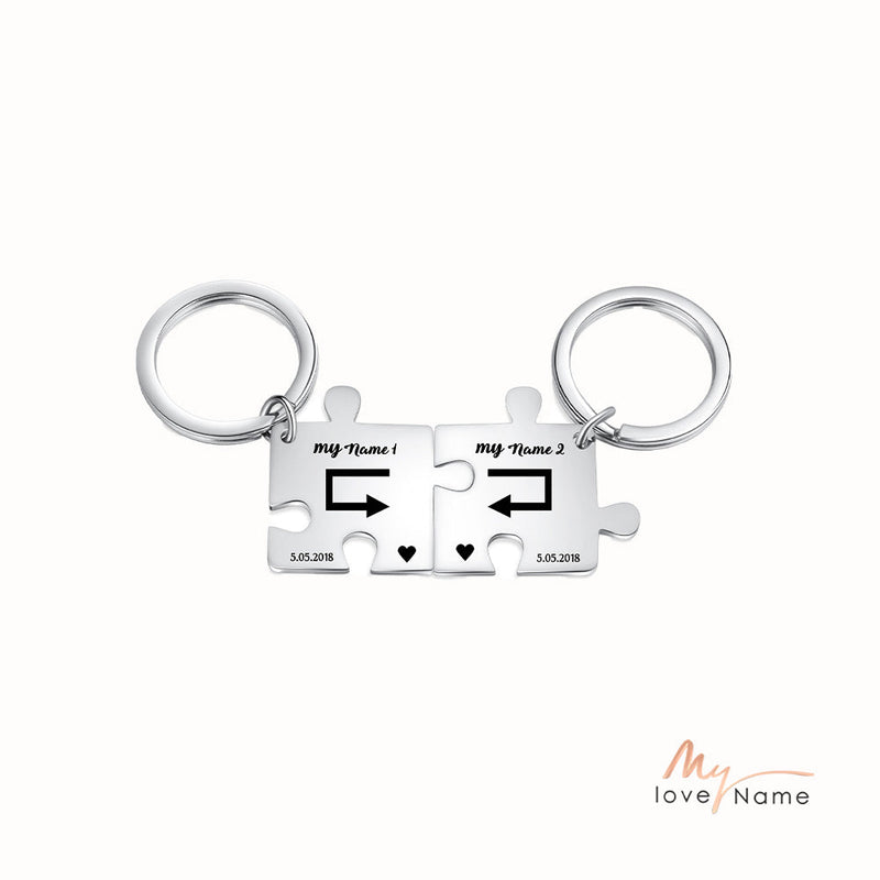 Custom Puzzle Couple Keychain