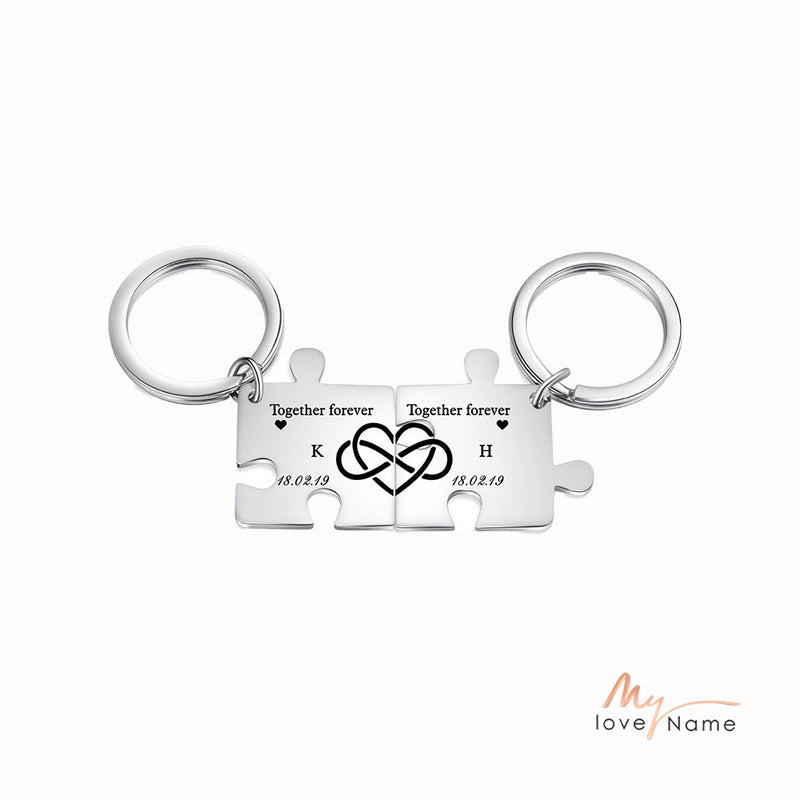 Custom Puzzle Couple Keychain