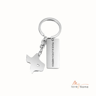 Personalized Stainless Steel Map Customizantion Keychain