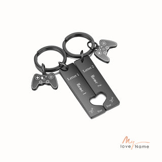 Custom Letter Stainless Steel Couple Keychain