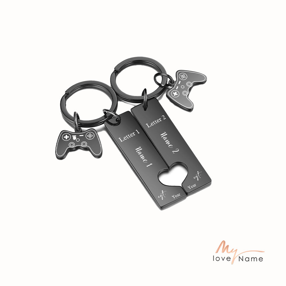 Custom Letter Stainless Steel Couple Keychain