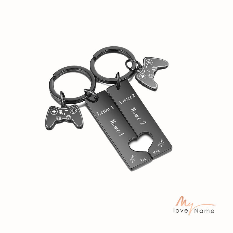 Custom Letter Stainless Steel Couple Keychain
