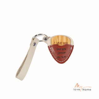 Custom Leather Keychain with Guitar Paddle