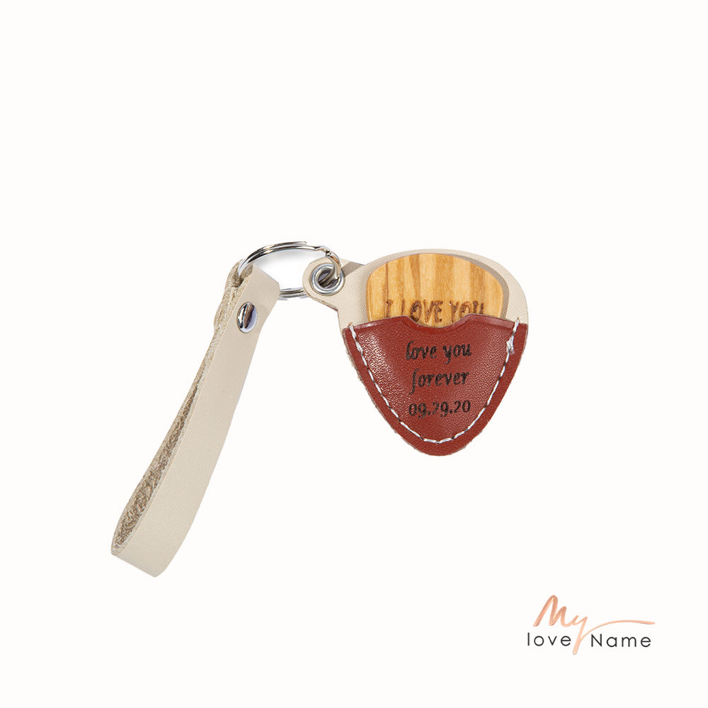 Custom Leather Keychain with Guitar Paddle