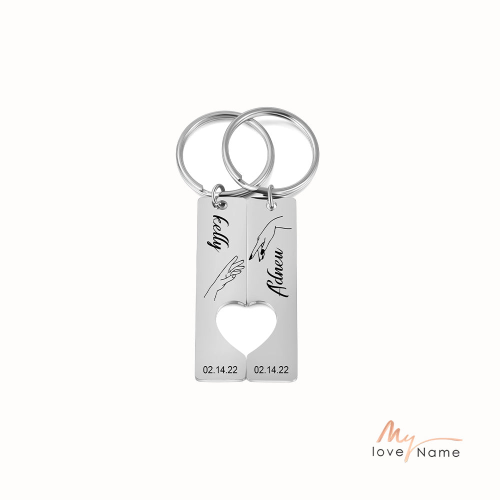 Custom Stainless Steel Couple Keychain
