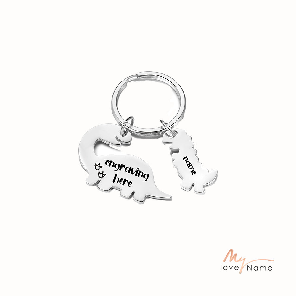 Custom Stainless Steel Name Dinosaur Keychain