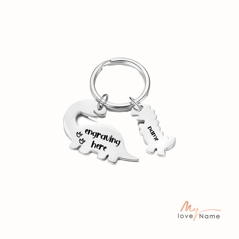 Custom Stainless Steel Name Dinosaur Keychain
