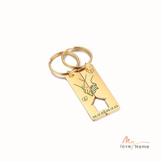 Custom Letter Stainless Steel Couple Keychain