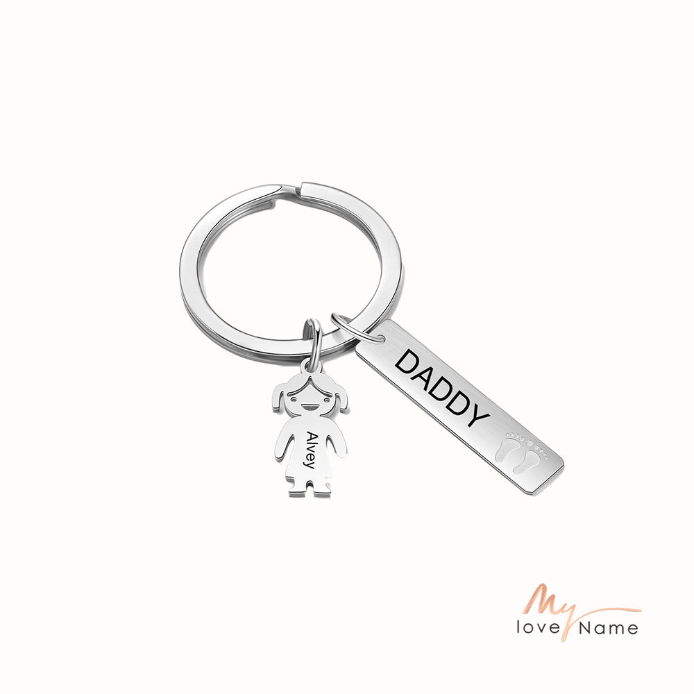 Stainless Steel Baby Little Boy Little Gril Keychain