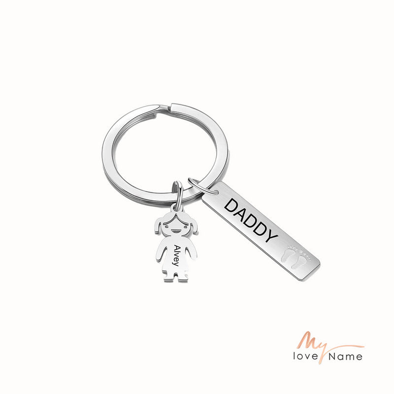 Stainless Steel Baby Little Boy Little Gril Keychain