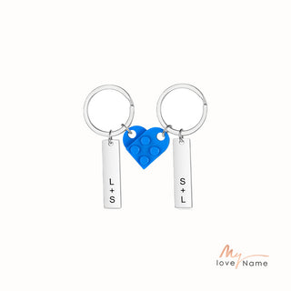 Custom Letter Stainless Steel Heart Couple Keychain
