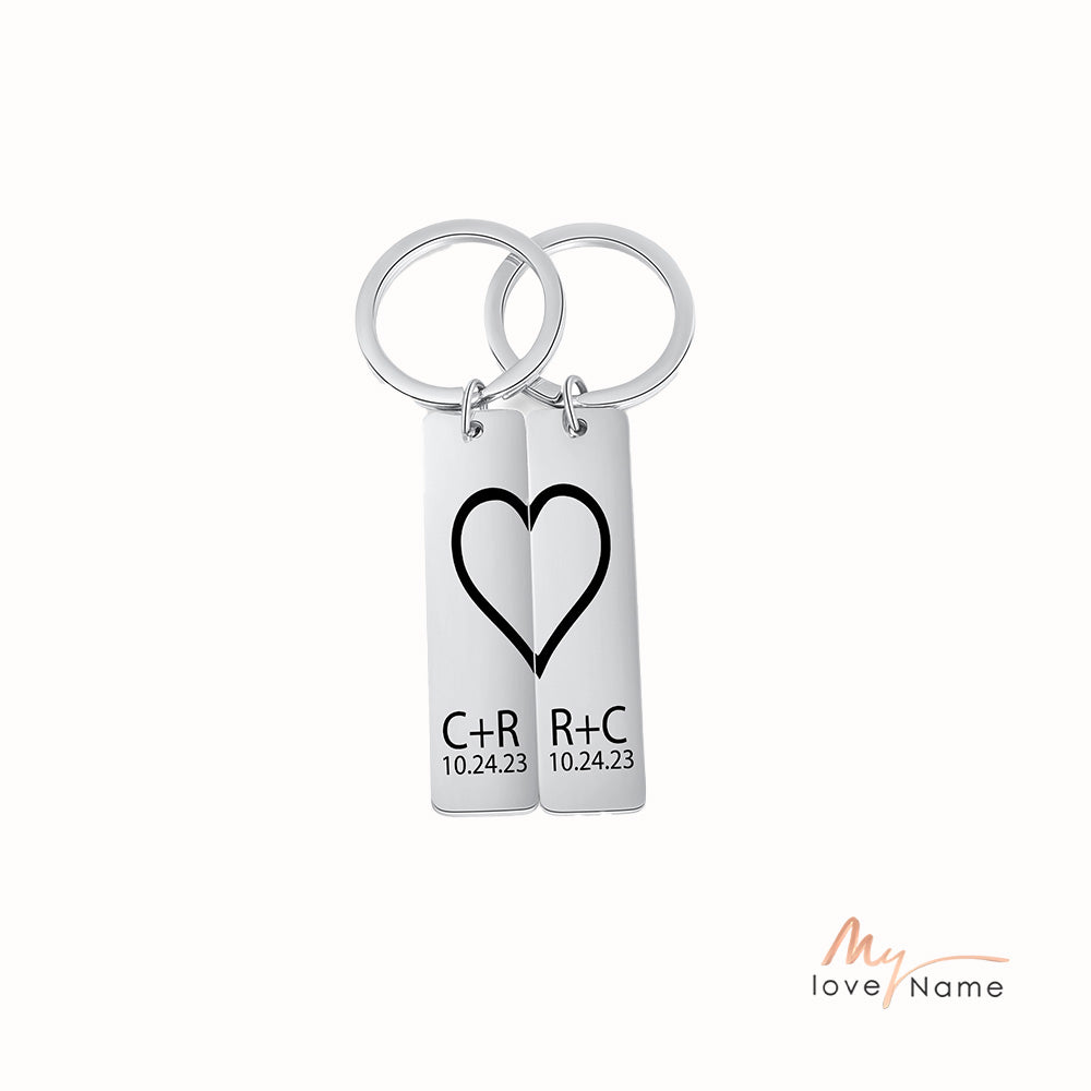Custom Stainless Steel Couple Keychain