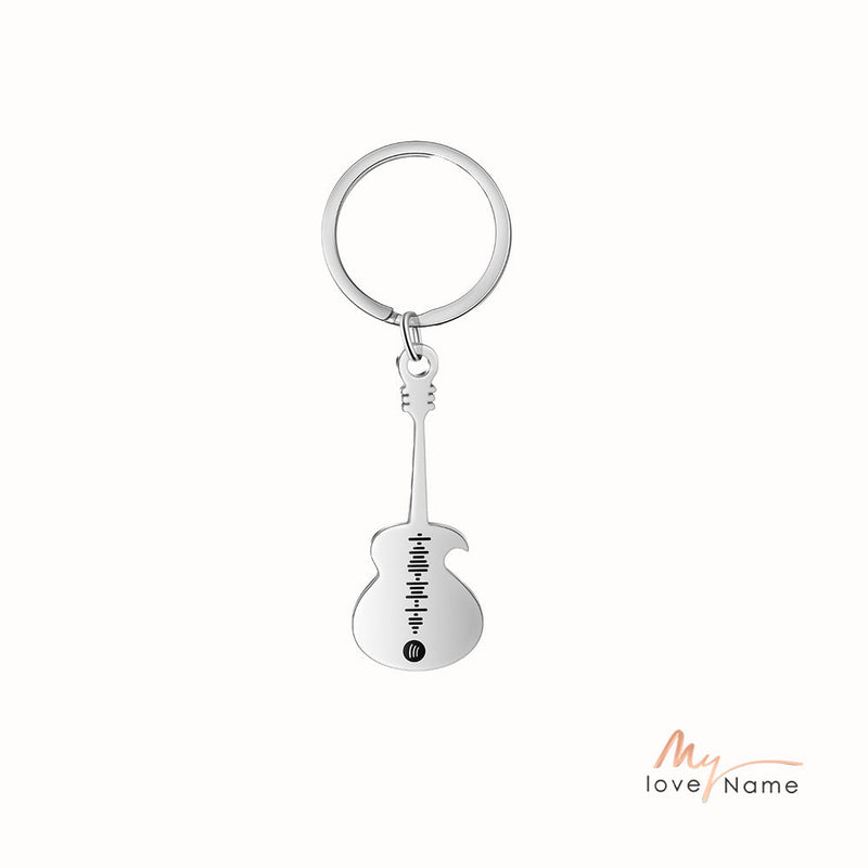 Personalized Stainless Steel Guitar Keychain