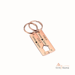 Custom Name Letter Stainless Steel Couple Keychain
