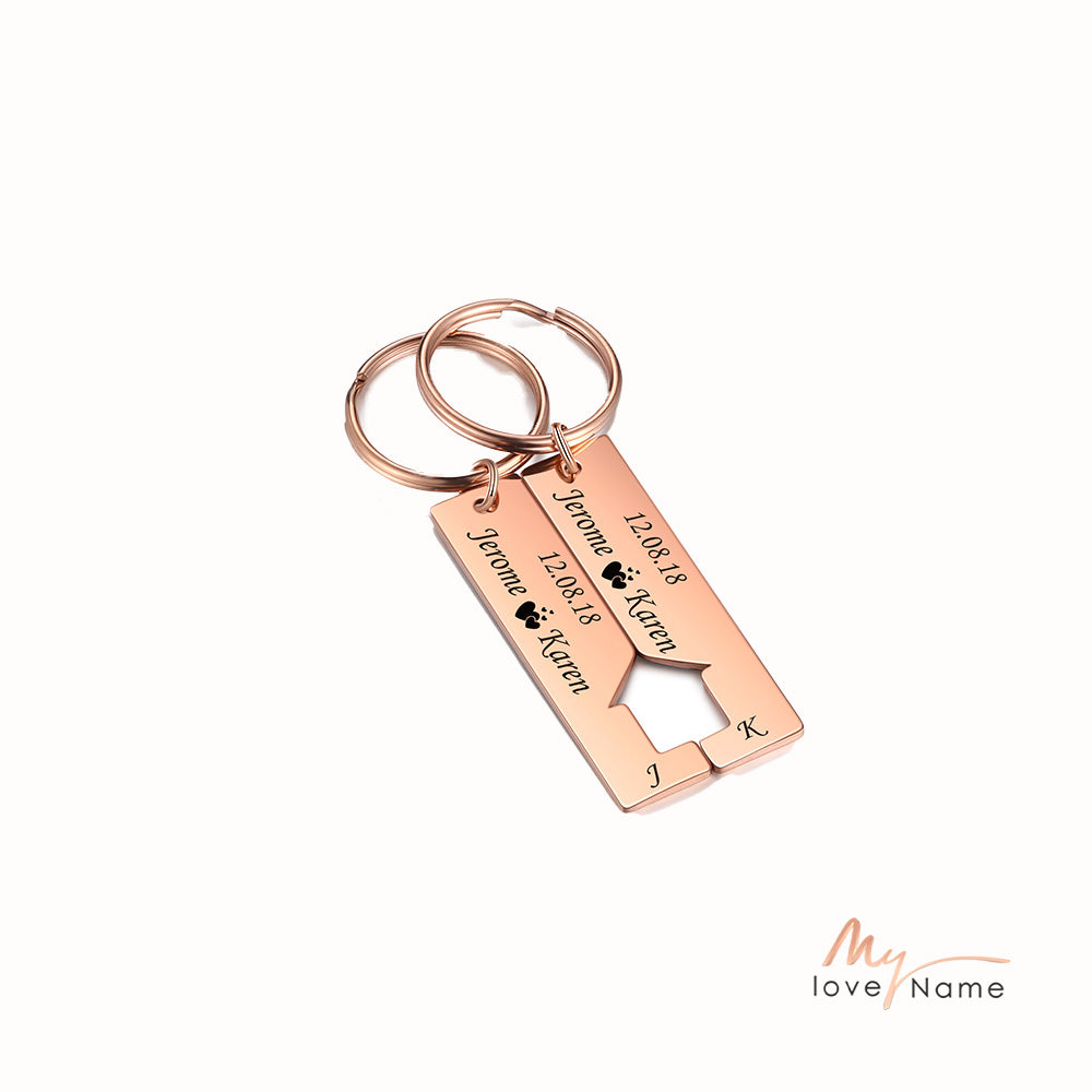 Custom Name Letter Stainless Steel Couple Keychain