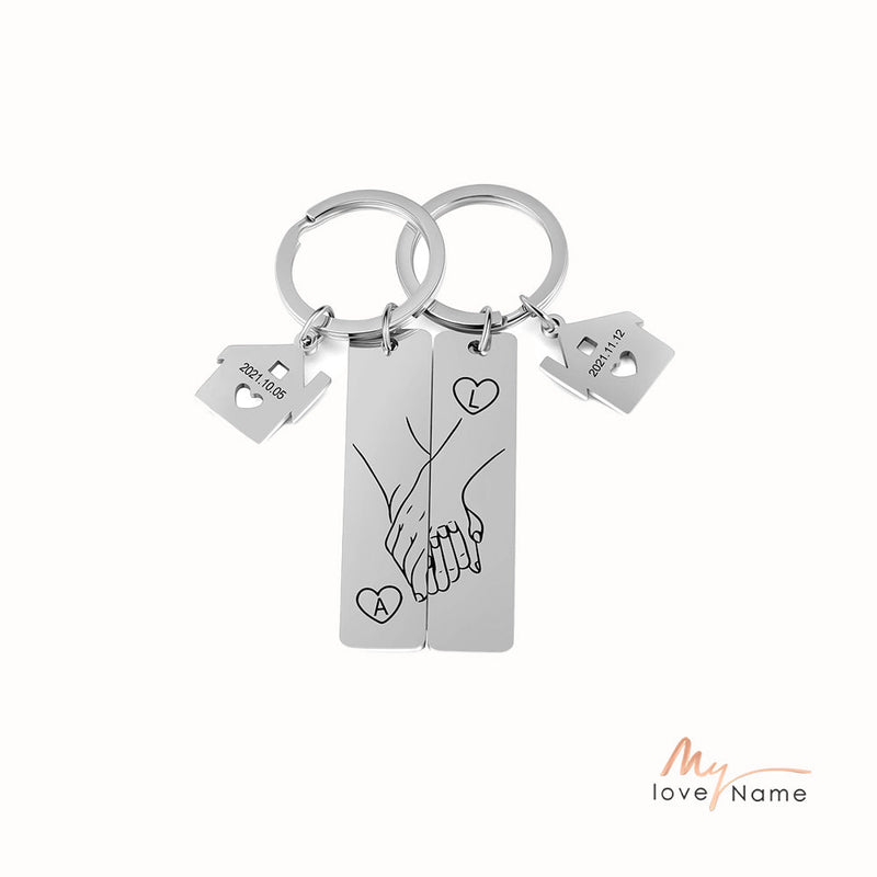 Custom Stainless Steel Couple Keychain