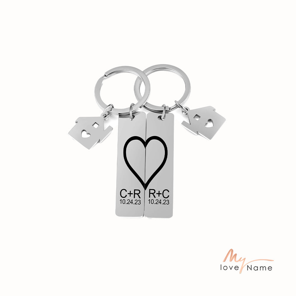 Personalized Staineless Steel Couple Keychain