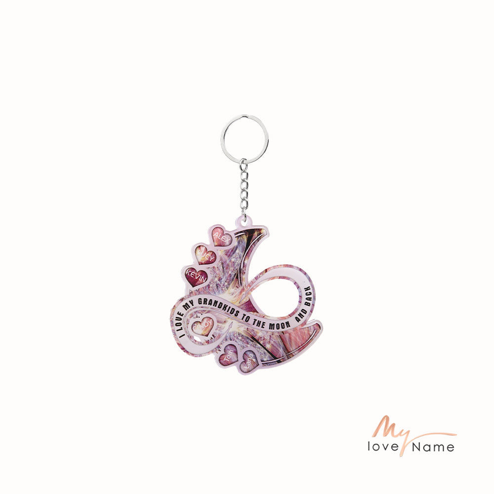 Custom Name Heart Moon Keychain