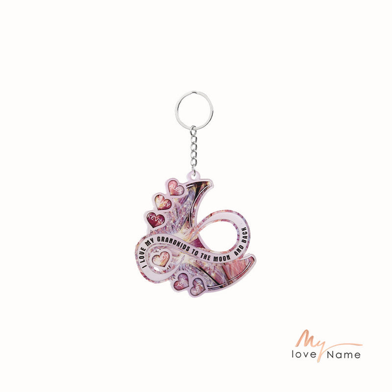 Custom Name Heart Moon Keychain