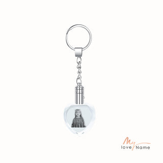 Personalized Photo Stainless Steel+Crystal Glass Keychain