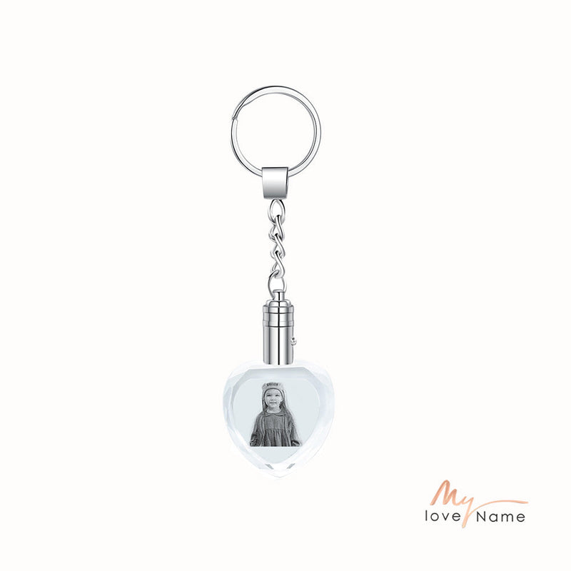 Personalized Photo Stainless Steel+Crystal Glass Keychain