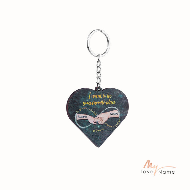 Custom Name Heart Shape Couple Keychain