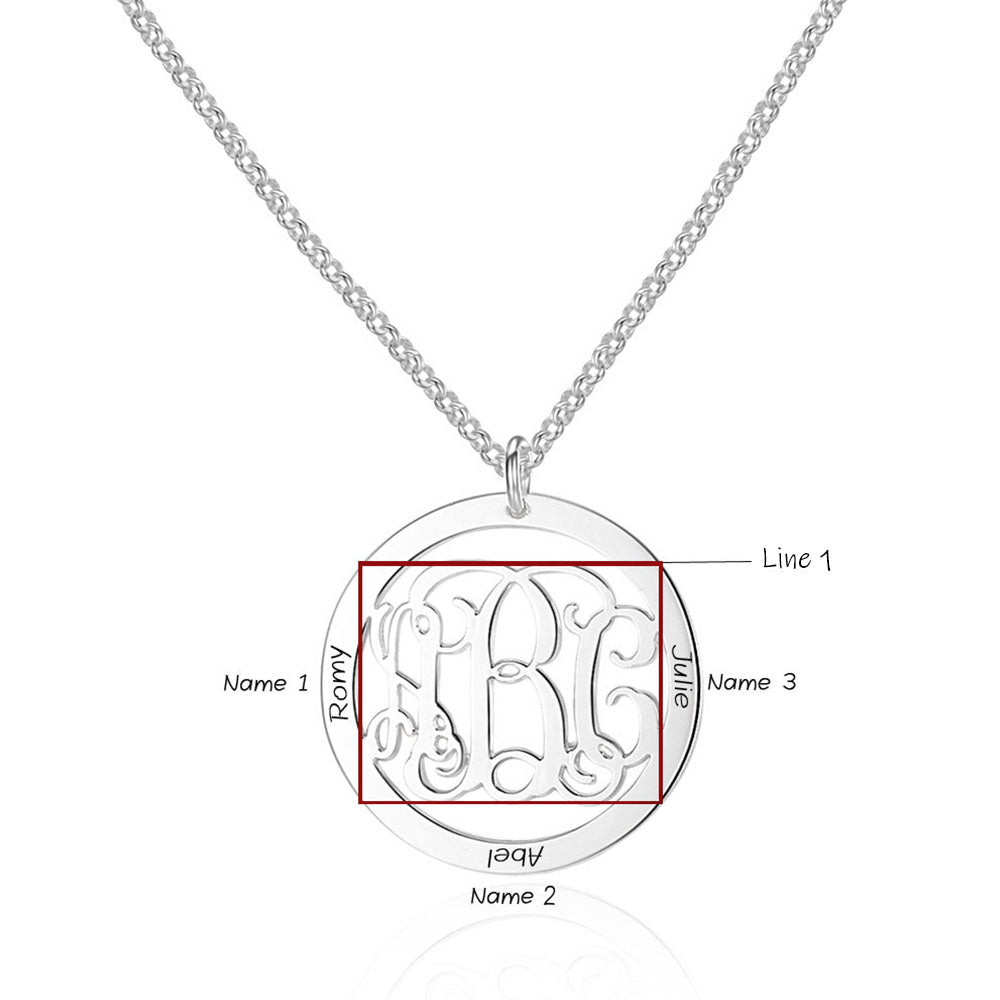 Personalized 925 Sterling Silver Monogram Necklace