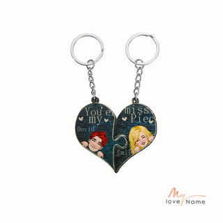Custom Name Heart Shape Couple Keychain