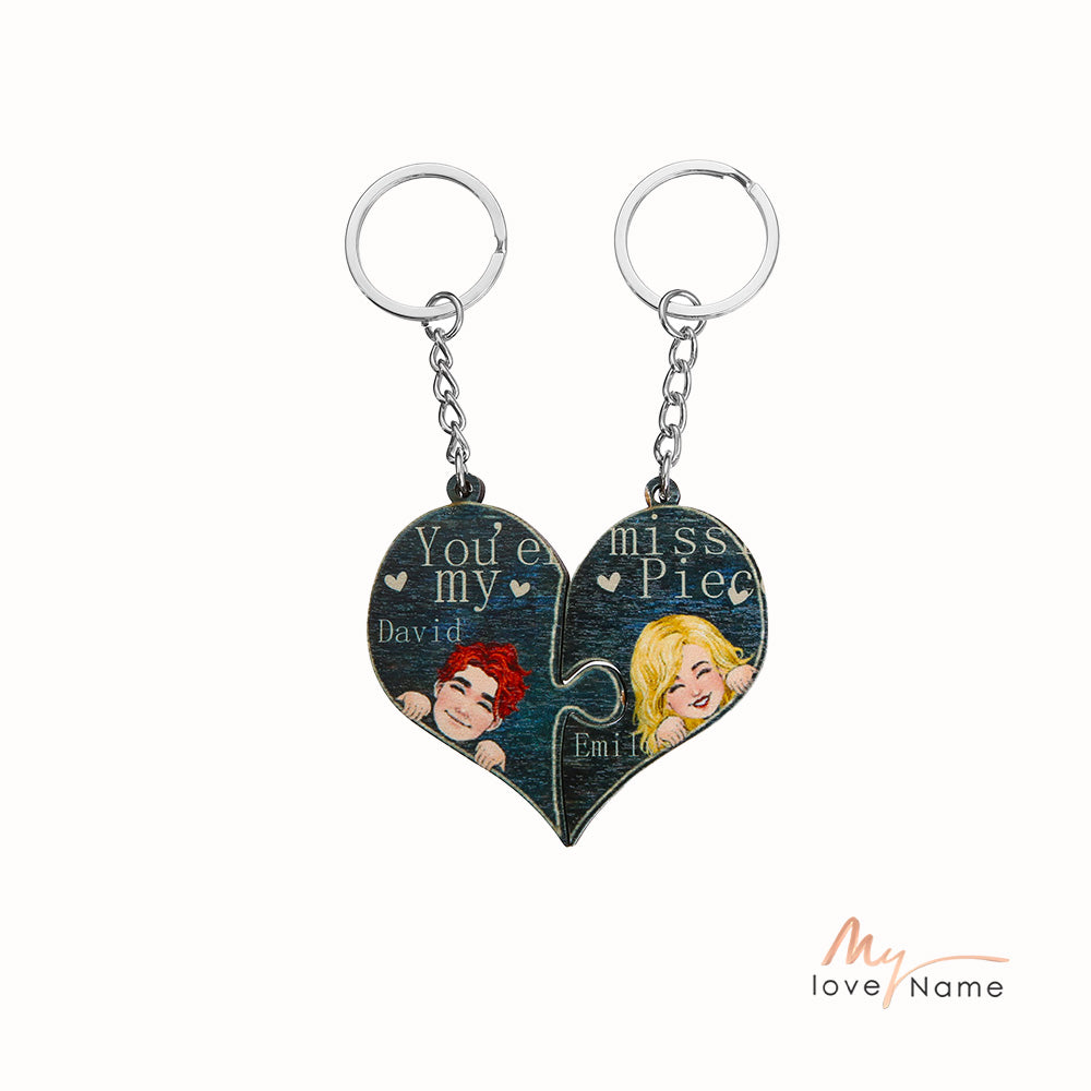 Custom Name Heart Shape Couple Keychain