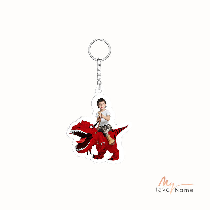 CMoffer Custom Name Photo Dinosaur Keychain