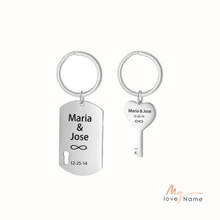 Custom Name Heart Shape Couple Keychain