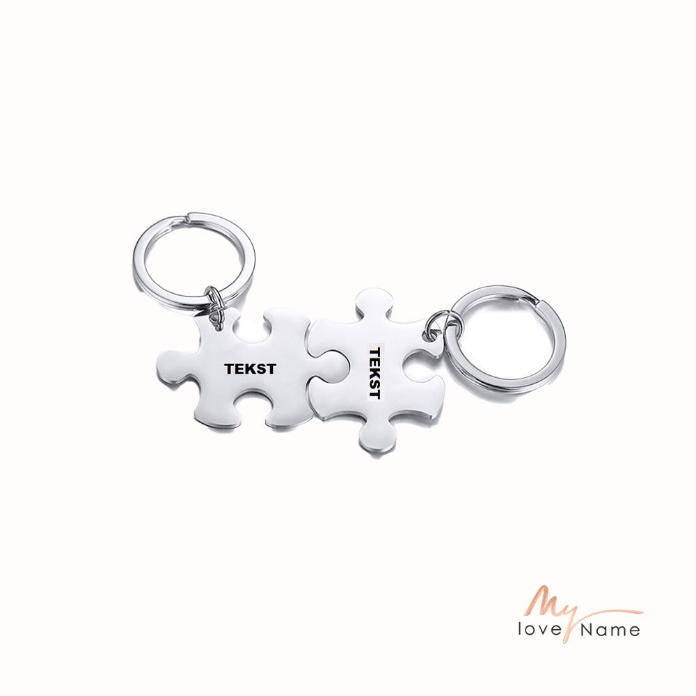 Personalized Puzzle Couple Keychain