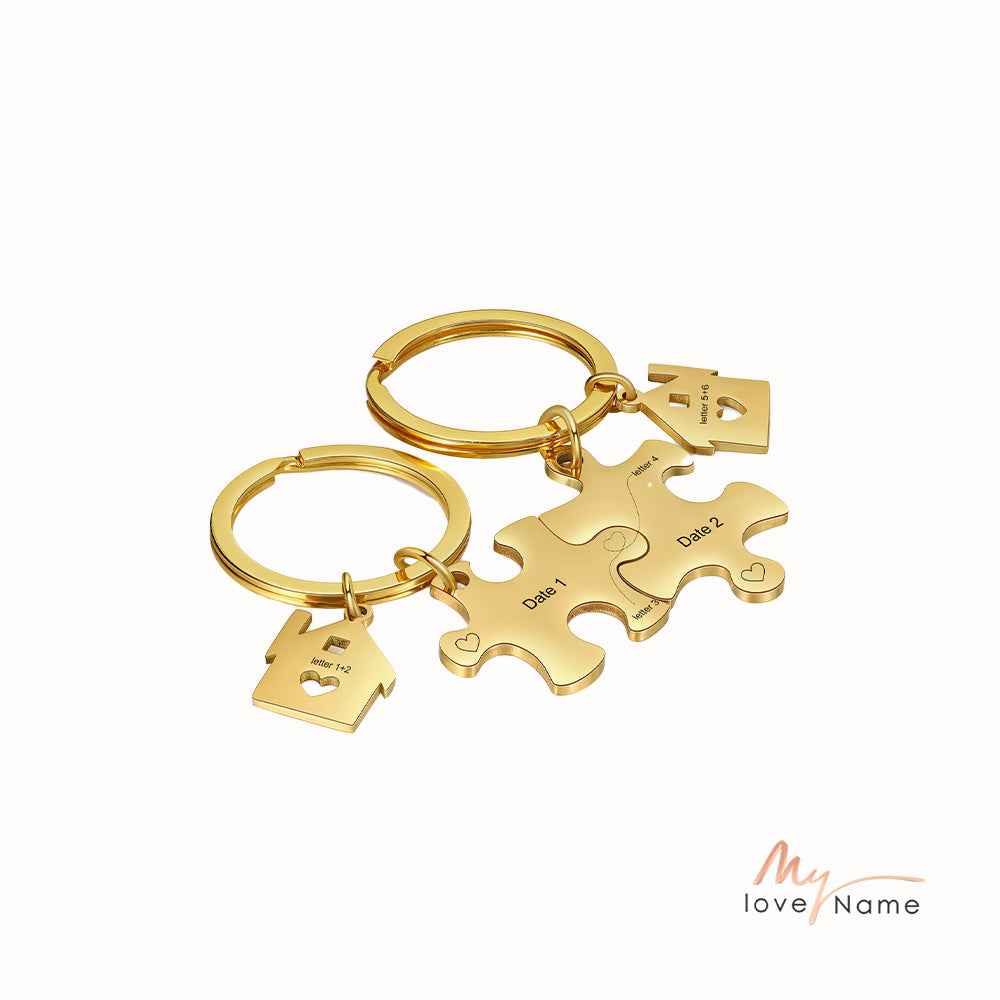 Custom Letter Combination Valentine Day Couple Keychain