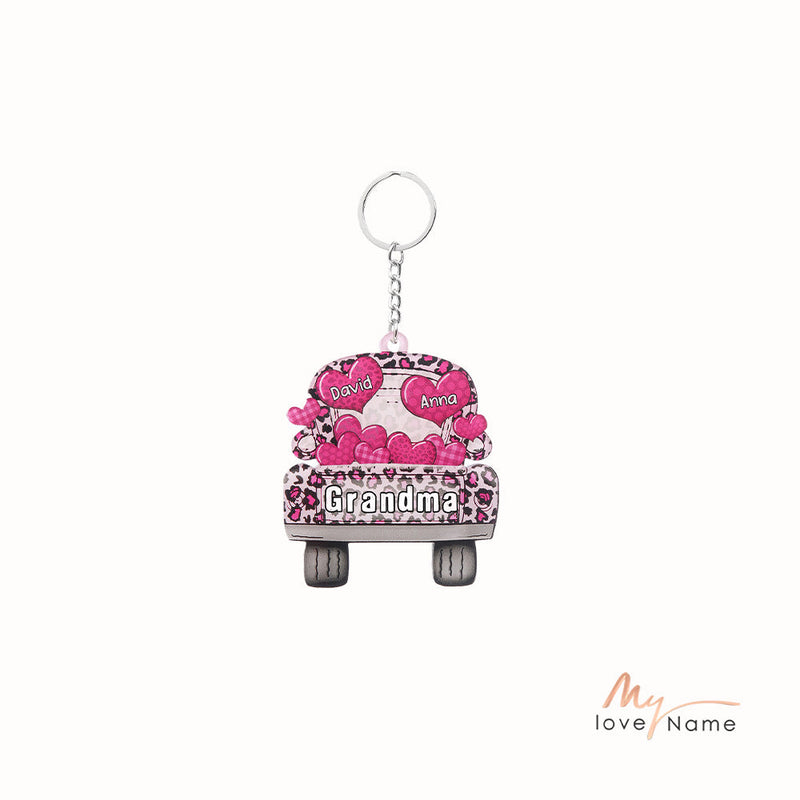 Christmas Decoration Custom Name Car Heart Keychain