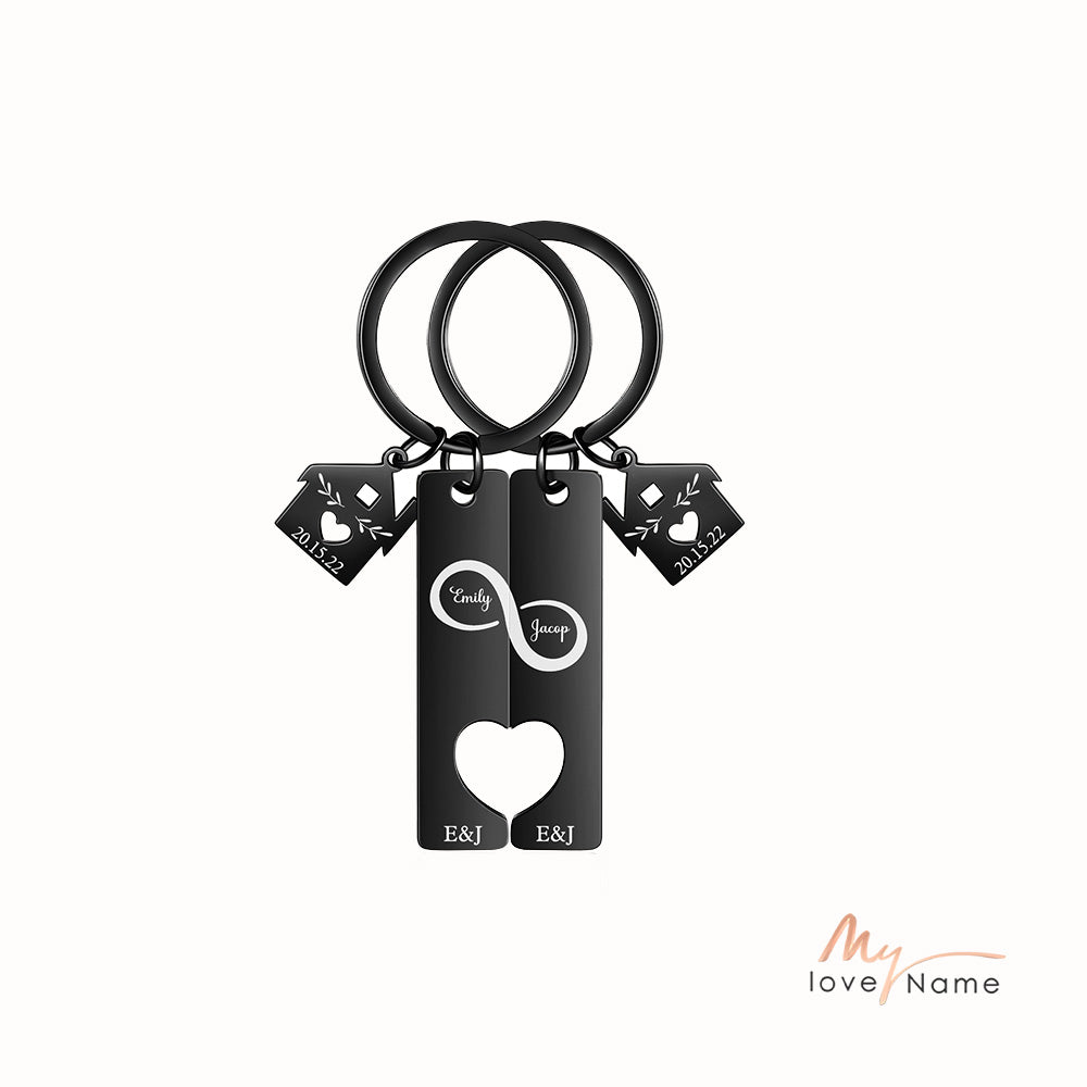 Custom Name Eight Shaped Combination Couple Keychain