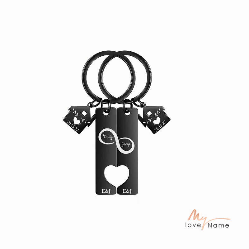 Custom Name Eight Shaped Combination Couple Keychain