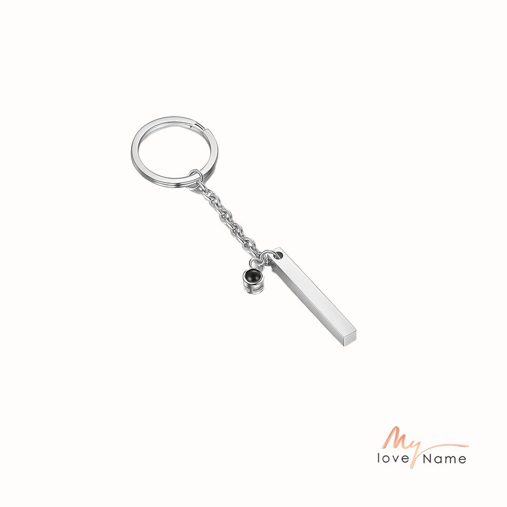 Custom Photo Projection Keychain with Vertical Bar