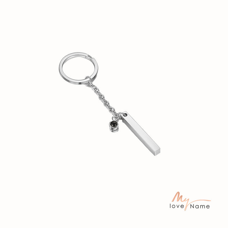 Custom Photo Projection Keychain with Vertical Bar