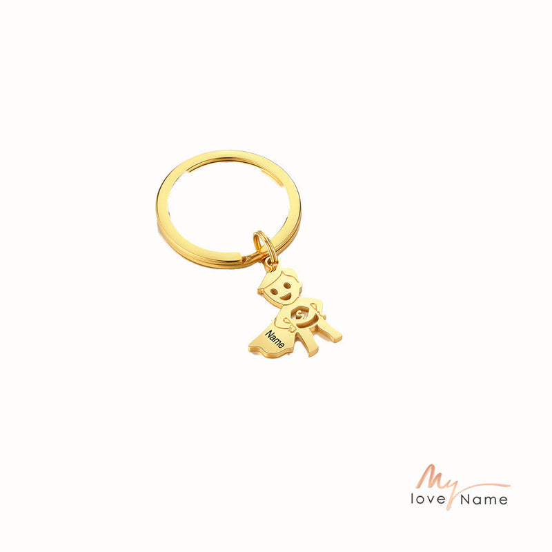 Personalized Stainless Steel Boy and Girl Keychain