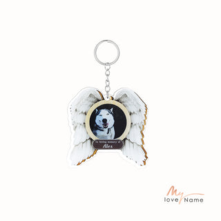 Custom Name and Photo Wing Shaped Keychain