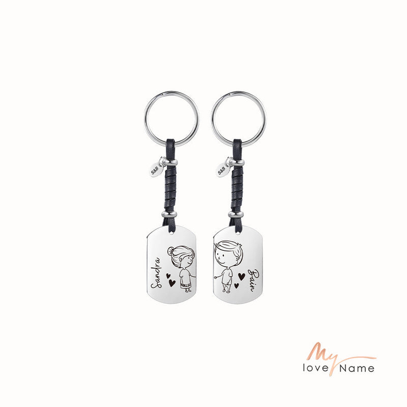 Custom Name Couple Keychain