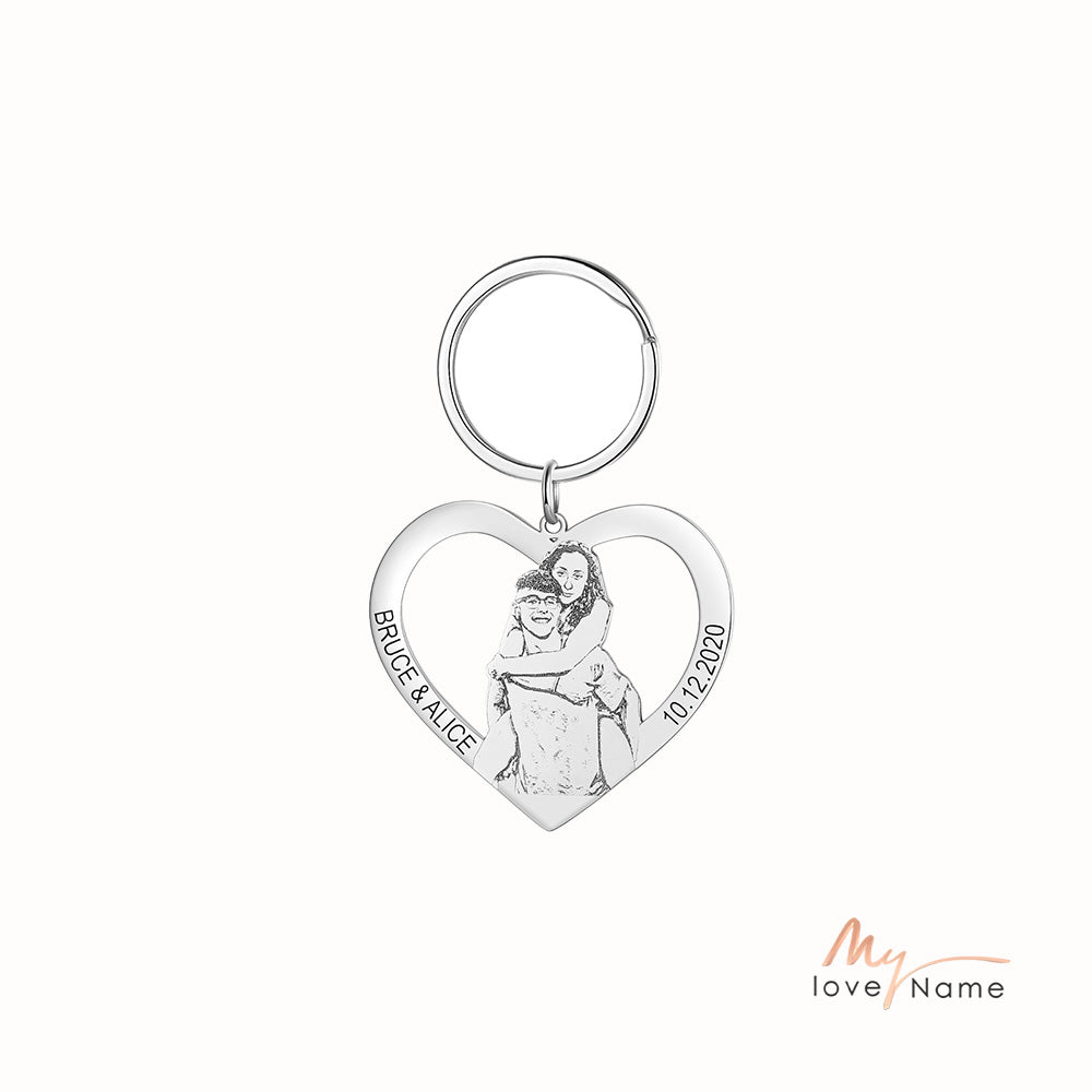 Personalized Rhodium Plated Photo Keychain