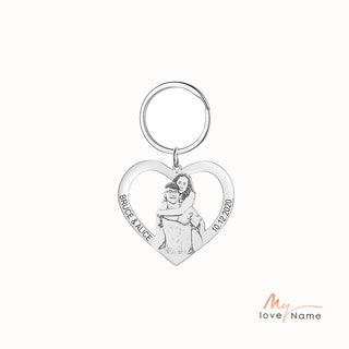 Personalized Rhodium Plated Photo Keychain