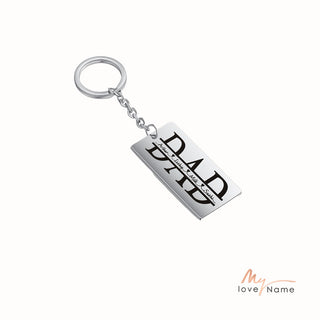 Personalized Stainless Steel Mom and Dad Keychain